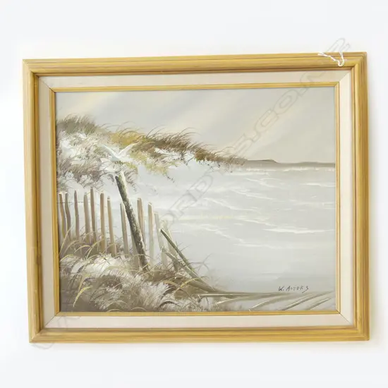 OIL ON CANVAS BEACH SCENE SIGNED W ALTERS H520 L620MM