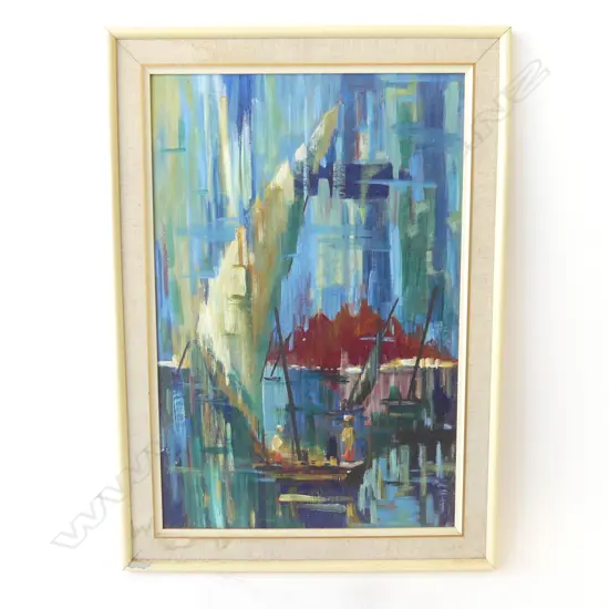 ARABIAN BOATS OIL ON BOARD 700 x 500MM