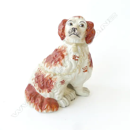 STAFFORDSHIRE STYLE SPANIEL RED & WHITE  H.180mm