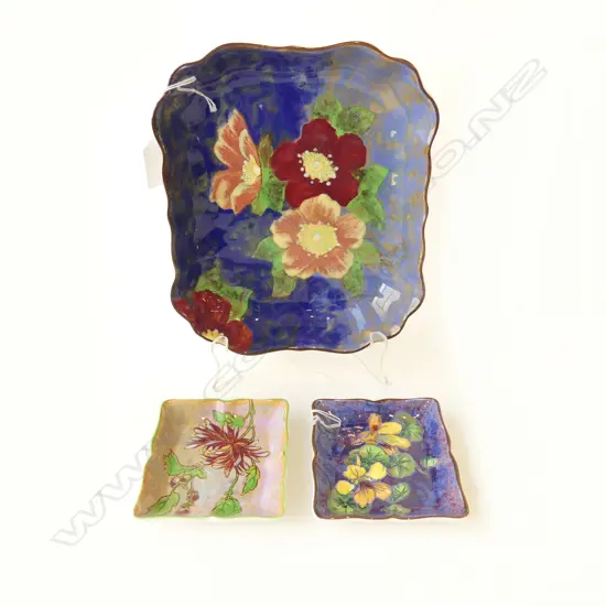 RD FLORAL PAT LARGE DISH DIA230 & 2 SMALL FLORAL DISHES DIA110MM