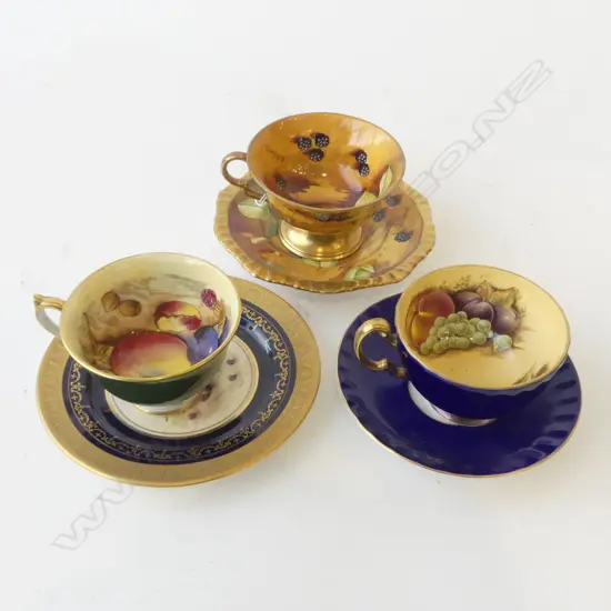 3 C/S; 2 AYNSLEY + CAVERSWALL HAND PAINTED BY KEITH HANCOCK '77