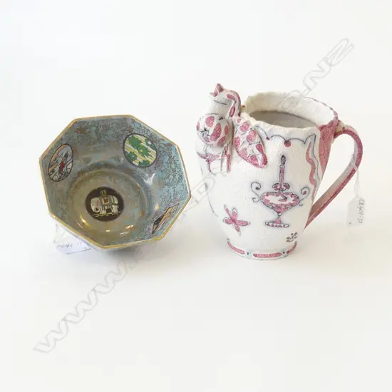 1950S ITALIAN JUG. H.160mm & ENGLISH OCTAGONAL SHAPED BOWL Dia 162mm