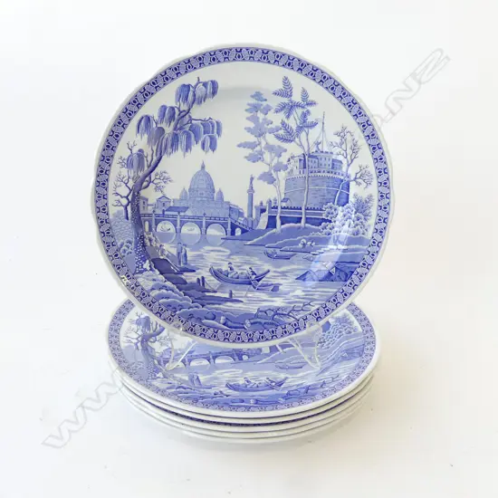 6 SPODE BLUE ROOM COLLECTION DINNER PLATES 'ROME' PATTERN 265mm dia