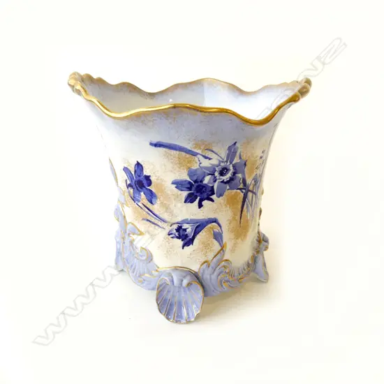 BURLEN DOULTON BLUE & GILT DAFFODIL PLANTER H190MM