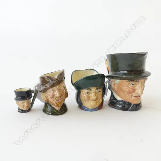 4 RD CHARACTER JUGS TALLEST 80 SMALLEST 30MM