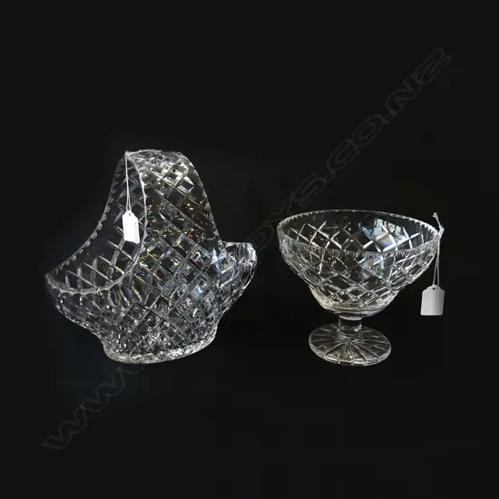 LAMBETH CUT CRYSTAL BASKET H 240MM & STEMMED CRYSTAL BOWL H 150MM