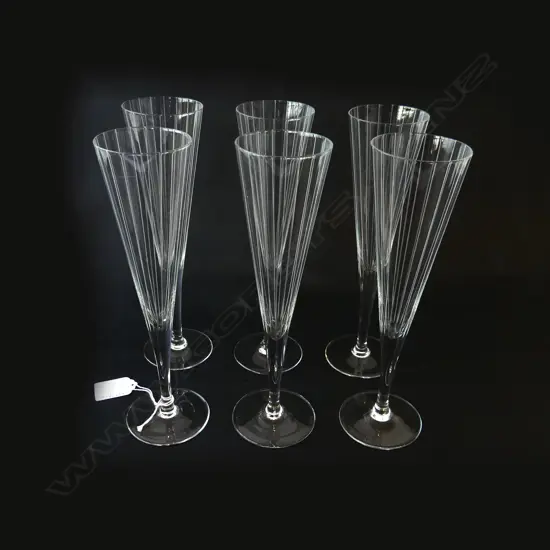 SET OF 6 ETCHED CHAMPAGNE FLUTES H235MM