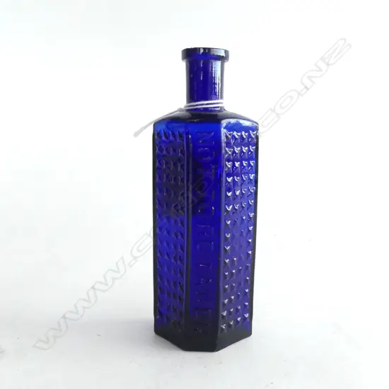 BLUE POISON BOTTLE COFFIN SHAPE