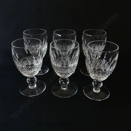 WATERFORD ‘COLLEEN’ SET OF 6 VINTAGE CUT CRYSTAL WHITE WINE GLASSES, H.112MM