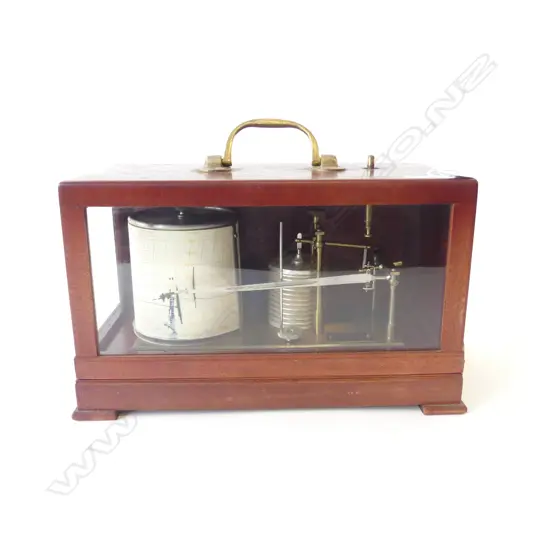 VINTAGE BAROGRAPH BY CASELLA LONDON UK MAHOGANY CASED, L.305MM, H.190MM