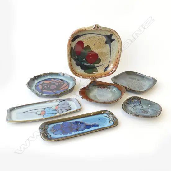 7 PCES STUDIO POTTERY; ENNIS OLIVER ETC