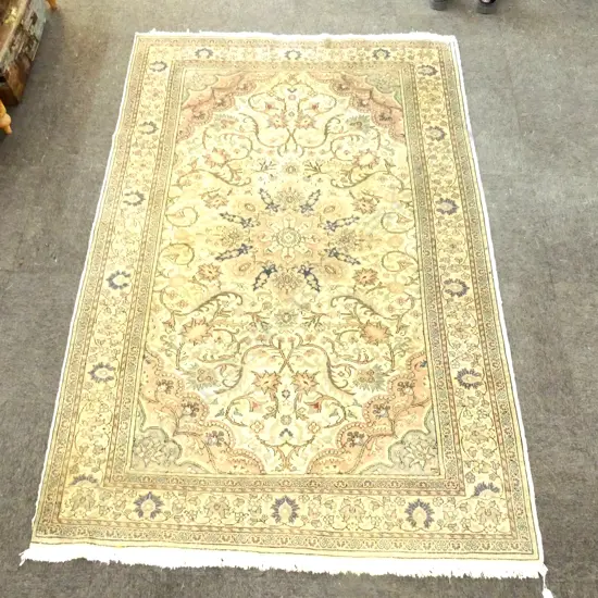HAND NOTTED PERSIAN RUG IVORY BLUE COLOURS FLORAL PAT L2260MM W1500MM