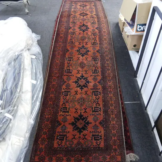HAND KNOTTED ALL WOOL AFGHANI ANDKHOY TURKOMAN RUNNER 3800x920mm