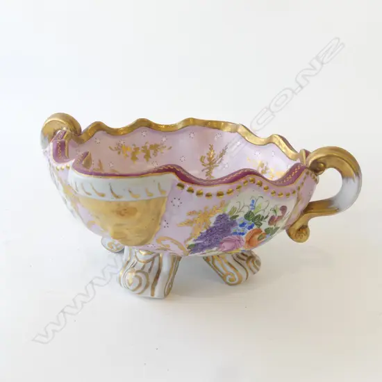 LG HAND PAINTED DOUBLE HANDLED BOWL 365x400x170mm