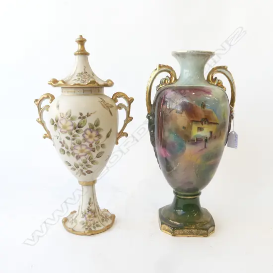 2 LG VASES, 1 LIDDED H.395mm