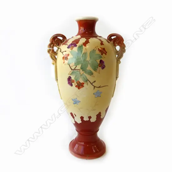TALL EDWARDIAN SATSUMA FLORAL VASE H.370MM