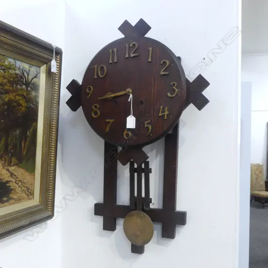 OAK ARTS & CRAFTS WALL CLOCK H.700mm