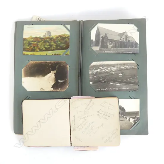 VINTAGE POST CARD ALBUM & VINTAGE AUTOGRAPH BOOK