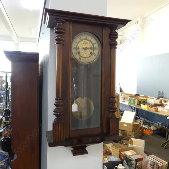 WALNUT EDWARDIAN PENDULUM CLOCK H650MM