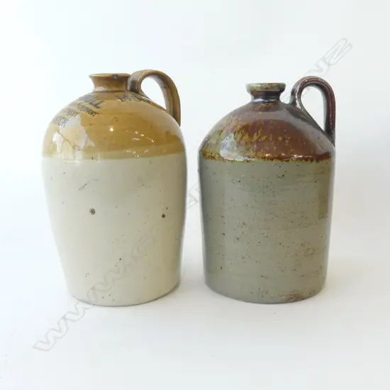TWO STONEWARE JARS – BENDIGO POTTERY AND TURNBALL SCOTCH WHISKY (CHIP), H.310MM