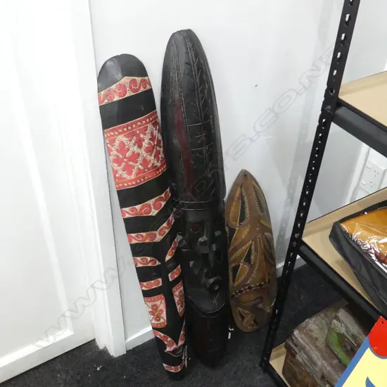 3 PNG WOOD CARVED FACE MASKS L1020 MM 950MM & 580MM