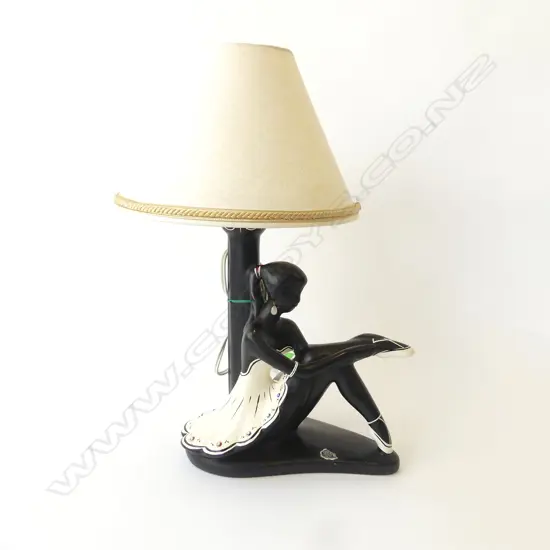 MID CENTURY LAMP; GIRL IN BALLET DRESS. H.350mm (WORKS)