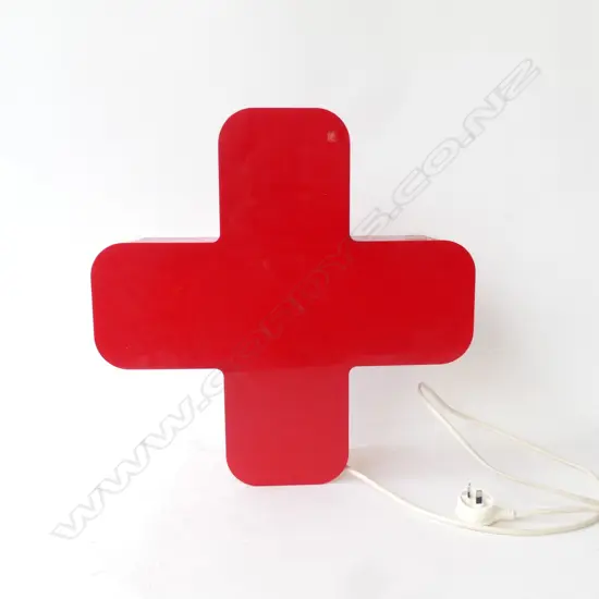 RED ACRYLIC CROSS LIGHT FITTING H.450mm