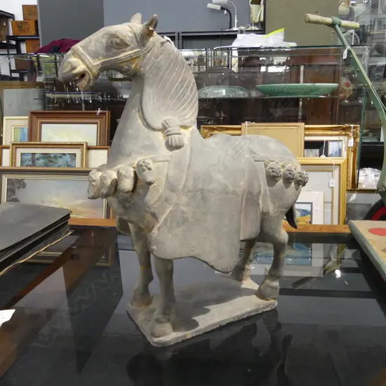 CHINESE TERRACOTTA HORSE (repairs) H.410mm