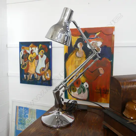 SILVER METAL ANGLEPOISE LAMP H.550mm