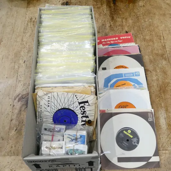 ASST. 45 RECORDS + CIGARETTE CARDS