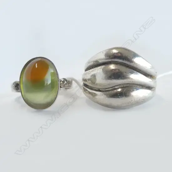 2 SILVER DESIGNER RINGS size N plain ring size M other