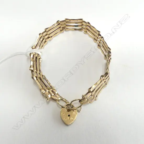 9ct YELLOW GOLD GATE LINK BRACELET 6.7gms