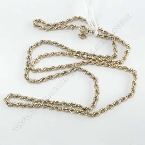 9ct YELLOW GOLD ROPE TWIST NECK CHAIN L.540mm. 3gms