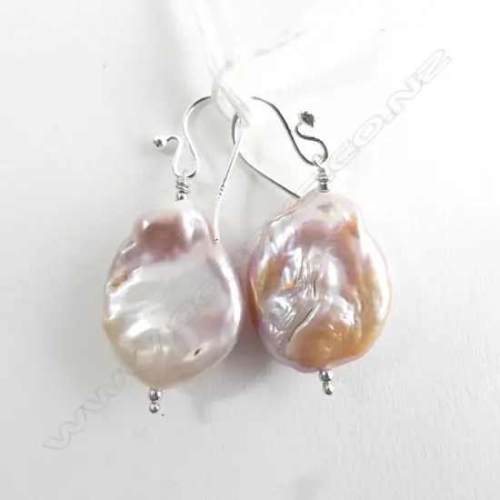 SILVER SET BAROQUE PEARL EARRINGS