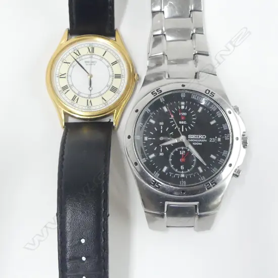 2 x GENTS SEIKO WRIST WATCHES: 'CHRONOGRAPH 100M' + gold plated QUARTZ  