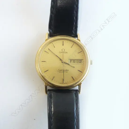 OMEGA  SEAMASTER QUARTZ gold plate gents WRISTWATCH presentation engraved back not running