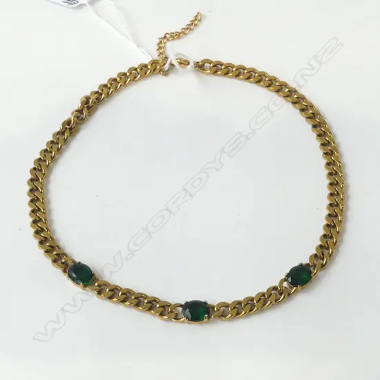 COSTUME CHOKER CHAIN w GREEN HIGH-LIGHTS