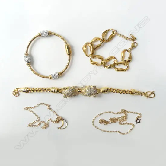 3 COSTUME BRACELETS, ANKLE CHAIN & OTHER