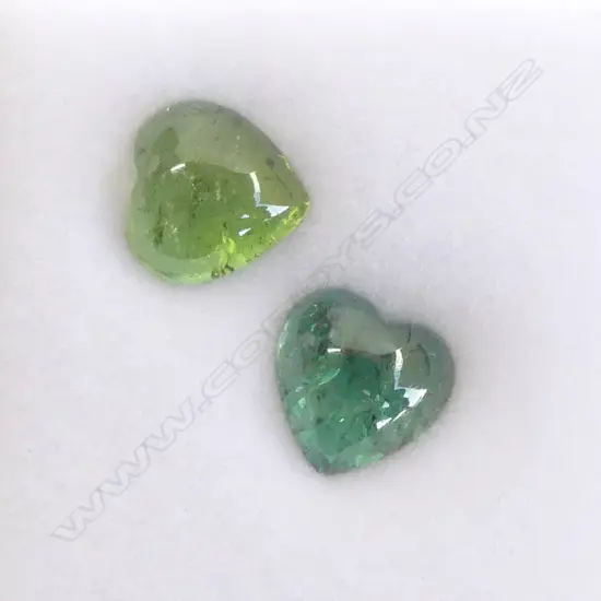 PR VIVID GREEN HEART SHAPED TOURMALINES 2x 2.8CT