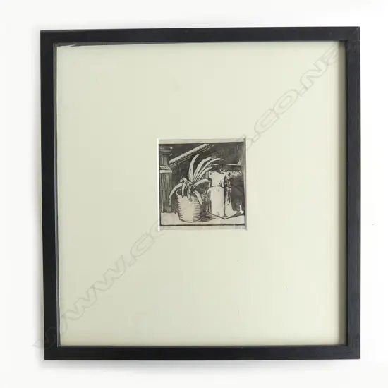 MAY GILBERT (1902-1977) POT PLANT, LINOCUT 1940’S. UNSIGNED. 100 x 100mm