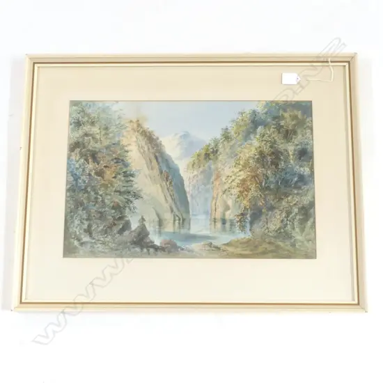 W. A. RAWORTH (1824-1905), 'THE LOWER GORGE OF THE GREENSTONE / LAKE WAKATIPU' WC 1877 325x500mm