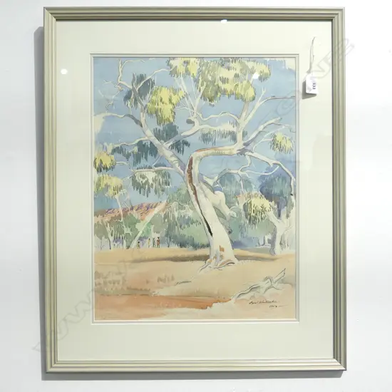 CYRIL WHITEOAK RIVER GUMS IN ROSS RIVER ALICE SPRINGS 1969 W/C 465 x 365mm