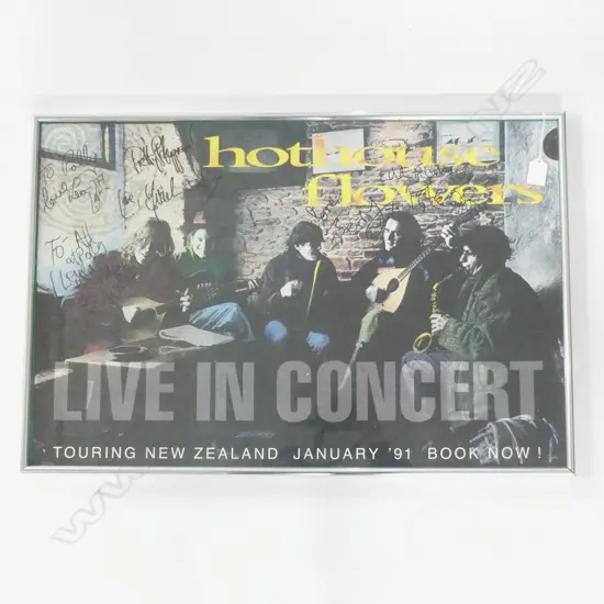 HOT HOUSE FLOWERS SIGNED POSTER 'To All at Polly..' NZ Tour 460 x 700mm
