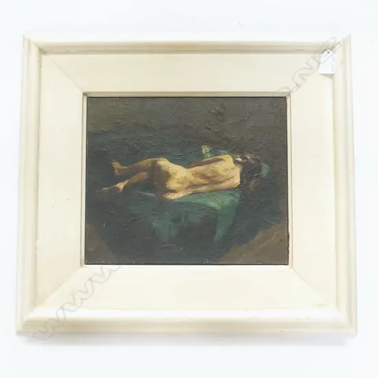 GRANT KENNY 'NUDE ON THE EDGE OF BED', OIL ON BOARD '98 250x300mm