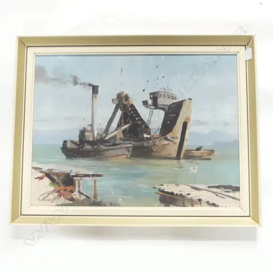 PETER WILLIAMS 'DREDGE FOREMOST PRINCE' OIL ON BOARD 445x595mm