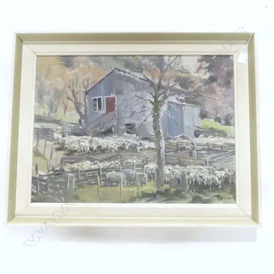 PETER WILLIAMS 'SHEARING TIME' OIL ON BOARD 1966 440x595mm...