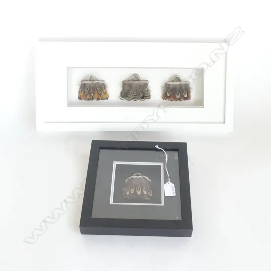 2 JEANETTE SHEARER FRAMED POTTERY KETE; TRIPTYCH & SINGLE 235x235mm overall