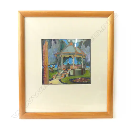 PAMELA BLOK (NZ b.1950), BANDSTAND, ACRYLIC ON BOARD 205x220mm