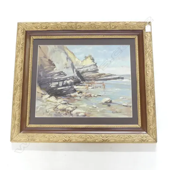 PETER WILLIAMS, COASTAL SCENE, OIL ON BOARD 345x440mm