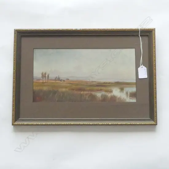 H. W. KIRKWOOD, COLONIAL LANDSCAPE OIL, 155x295mm